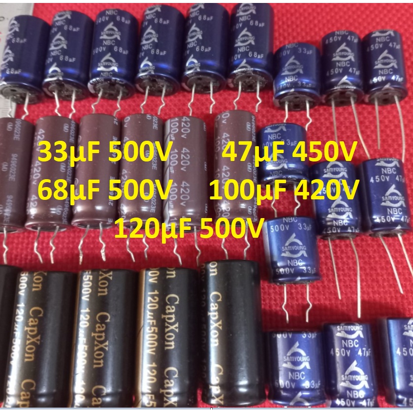Tụ 33uf 500v 47uf 450v 68uf 500v 100uf 420v 120uf 500v hàng mới chính hãng chất lượng cao
