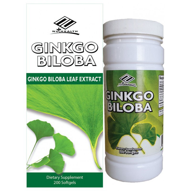 Viên Uống Bổ Não, Tăng Tuần Hoàn Não Ginkgo Biloba Leaf Extract Nu-Health (Hộp 200 Viên)