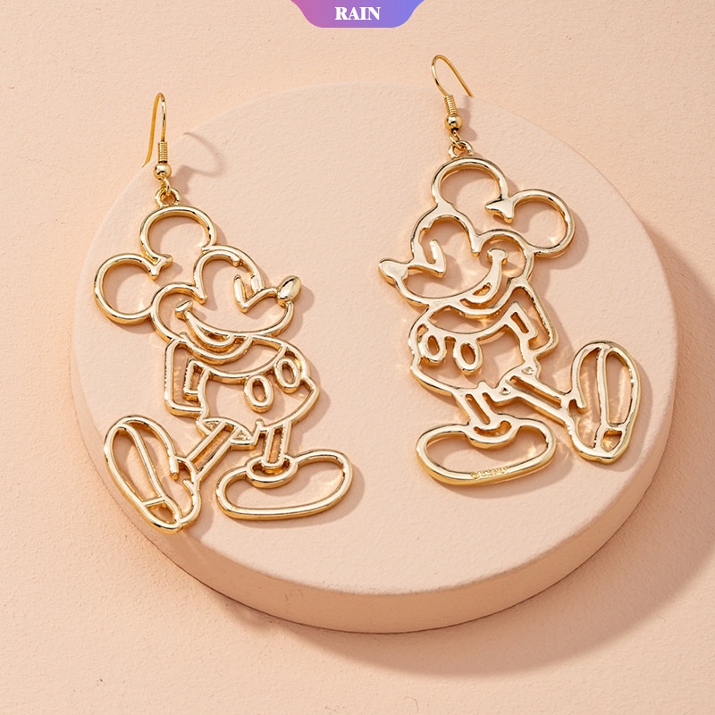 Bông Tai Thả Hình Chuột Mickey Màu Vàng Phong Cách Bohemian Thời Trang Hàn Quốc Mới Cho Nữ