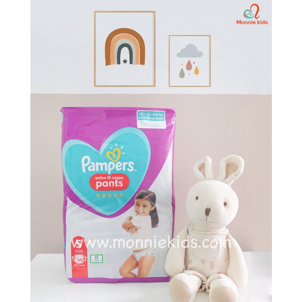 Bỉm quần cho bé Pampers UK, tã em bé siêu thấm hút chống tràn size 4-84 miếng - Monnie Kids