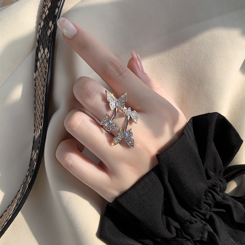 Bộ Nhẫn Mở Thiết Kế Hình Bướm Ngọt Ngào Cá Tính Thời Trang Cho Nữ