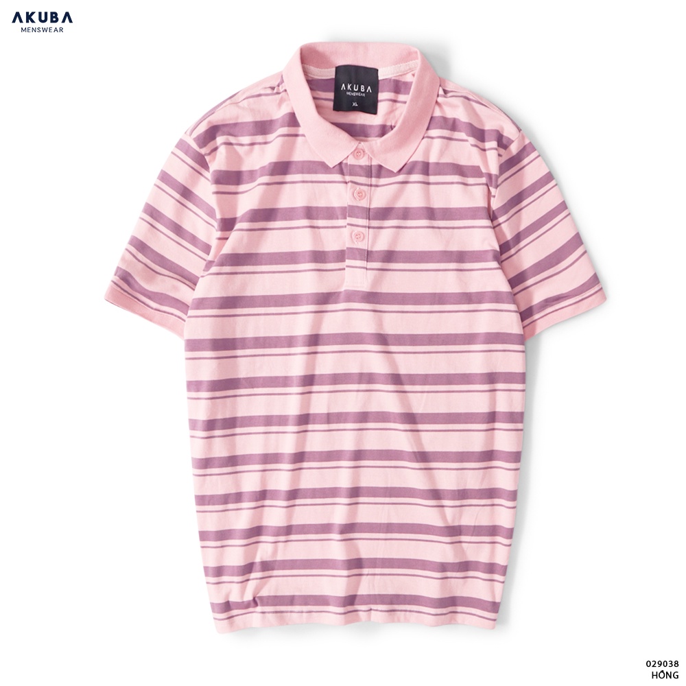Áo Polo nam cổ bẻ họa tiết sọc AKUBA vải Cotton chuẩn form, sang trọng - thanh lịch | 029038