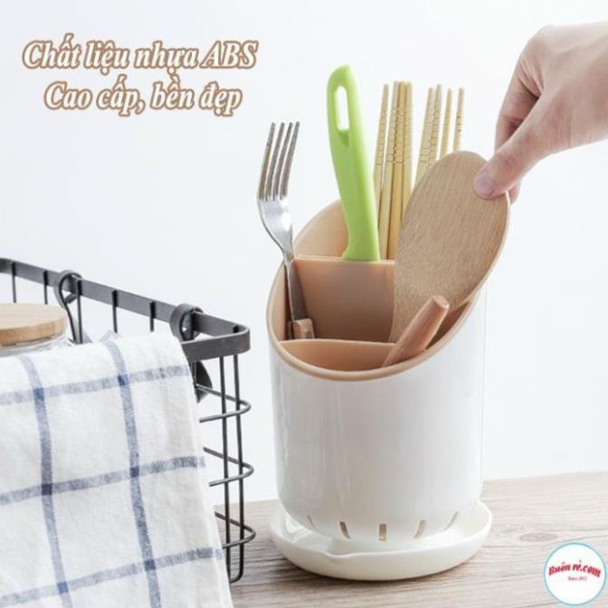 Ống Hộp Đựng Đũa Thìa Để Bàn Thông Minh, Ống Cắm Đũa Thìa Nhựa Có Khay Hứng Nước