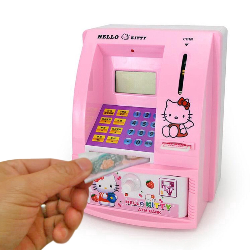 Hộp tiết kiệm tiền hình cây ATM có mật khẩu họa tiết hello kitty xinh xắn