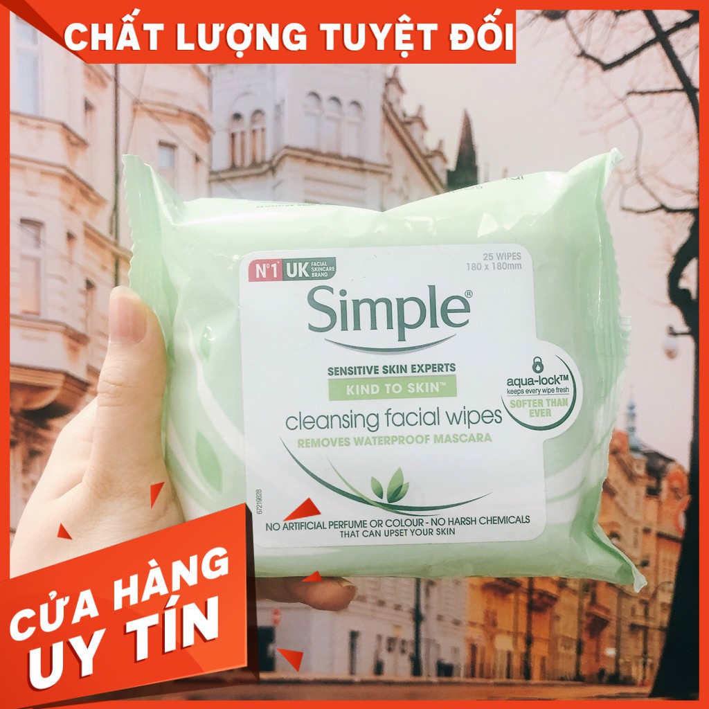 Khăn giấy tẩy trang Simple dành cho da nhạy cảm 25 tờ