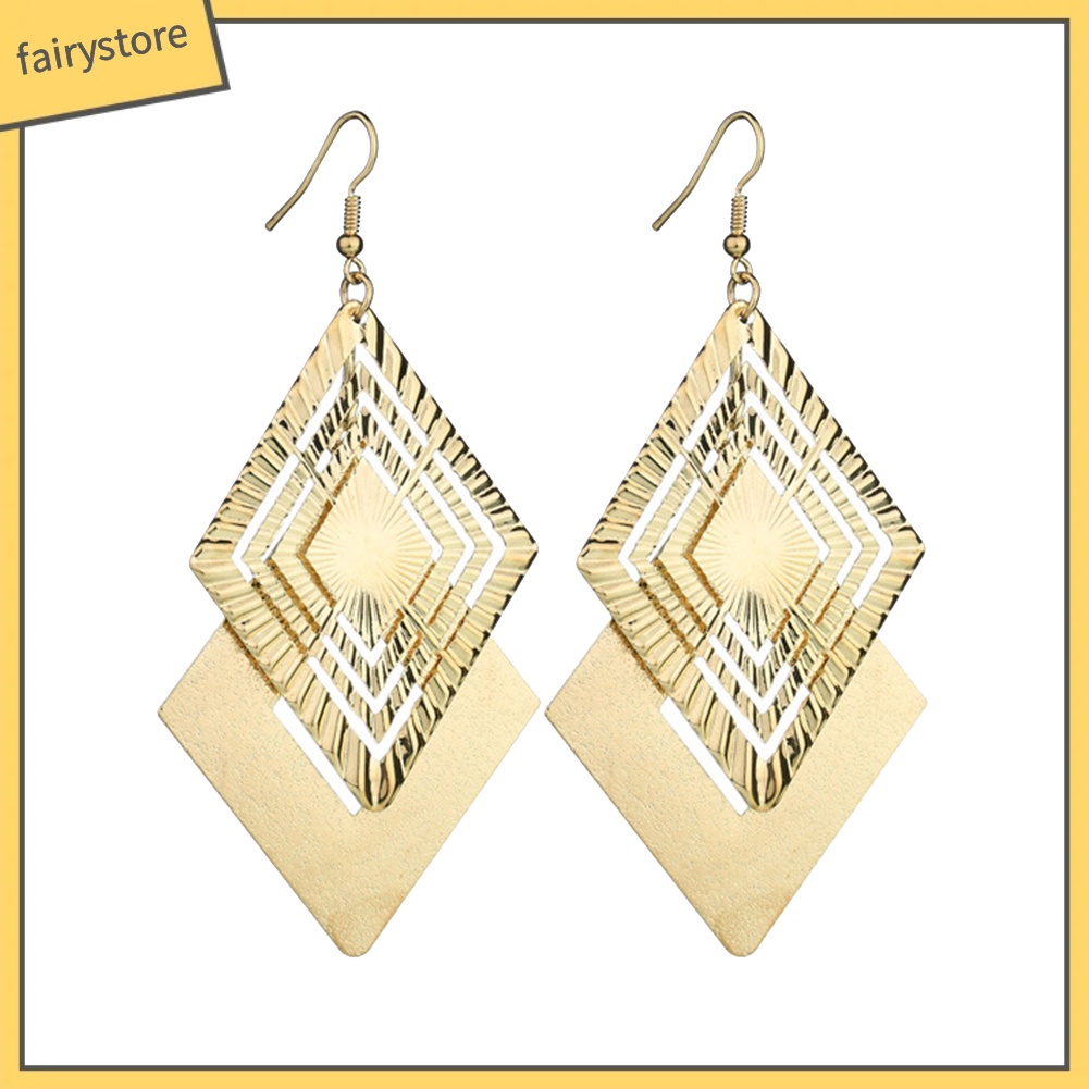 Bông Tai Dáng Dài Thiết Kế Hình Thoi   Lớp Thời Trang