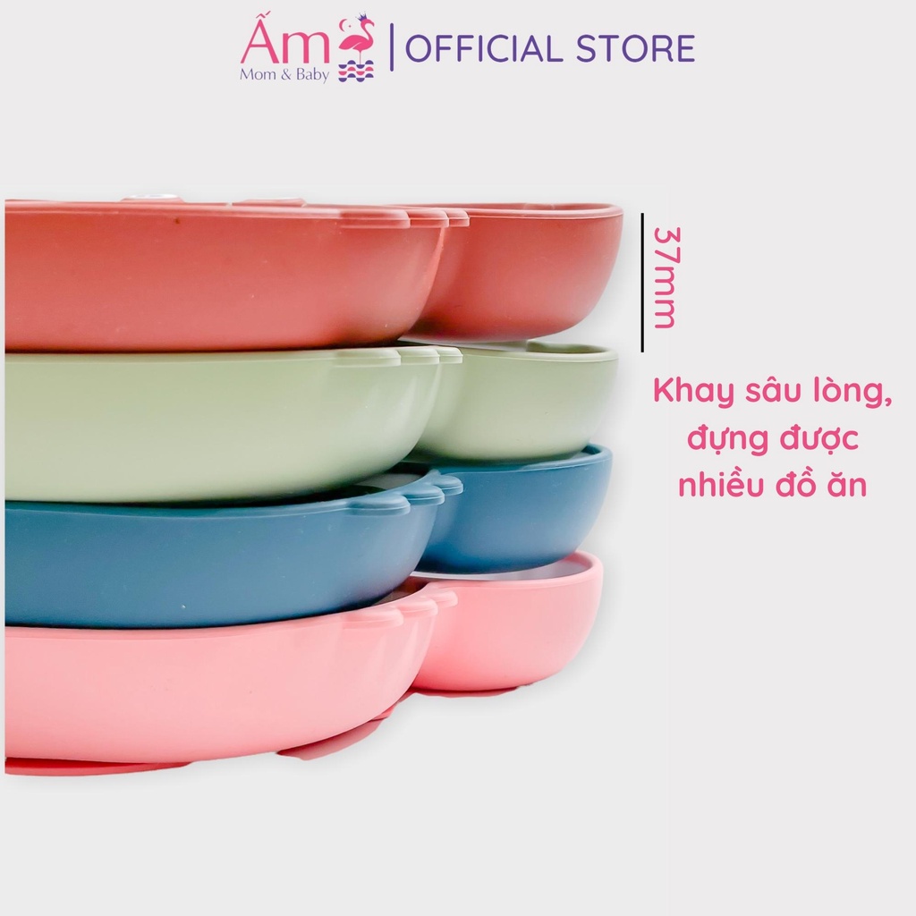 Khay Ăn Dặm Silicon Cho Bé Để  Đồ  Hình Con Cua Dễ Thương Ấm Baby Có Đế Hút Chống Đổ Cao Cấp Ấm Gift Decor