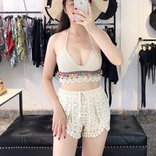 [ẢNH THẬT]Set bikini len móc đi biển [có bán tách set]