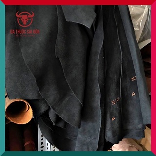 Da bò lộn màu đen nhập khẩu Đài Loan - Hàng cao cấp làm túi xách, giày dép, làm thảm trang trí