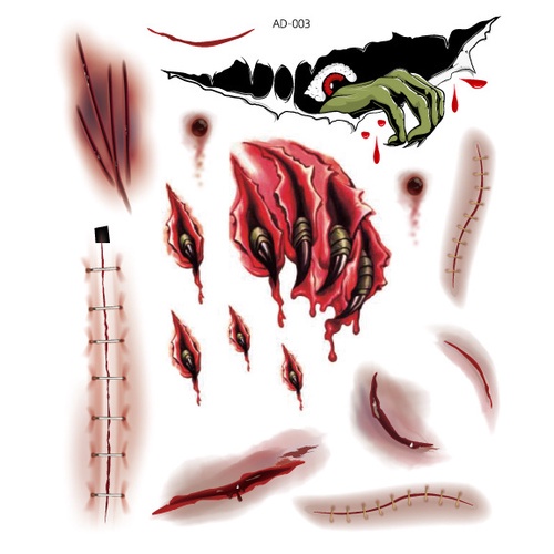 Hình Xăm Dán Tạm Thời Qipin Họa Tiết Kinh Dị Trang Trí Tiệc Halloween