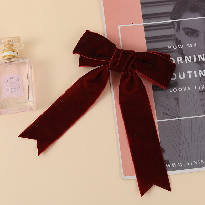 Kẹp tóc kiểu nơ vải nhung thời trang nữ tính