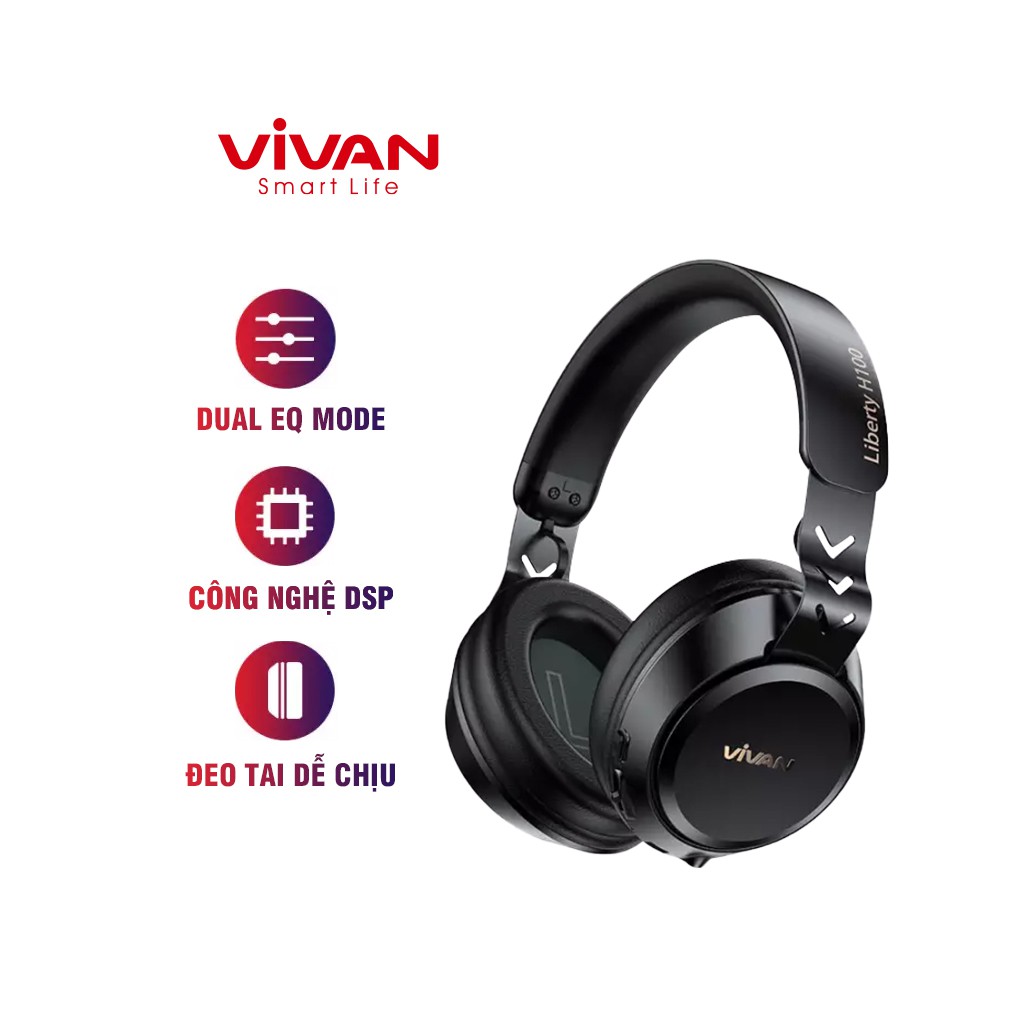Tai Nghe Bluetooth Over-Ear VIVAN Liberty H100 Siêu nhẹ 200g Chống Ồn Thụ Động