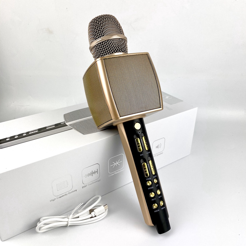 Mic karaoke bluetooth GrownTech cầm tay không dây YS 98 âm bass trầm ấm tích hợp song ca