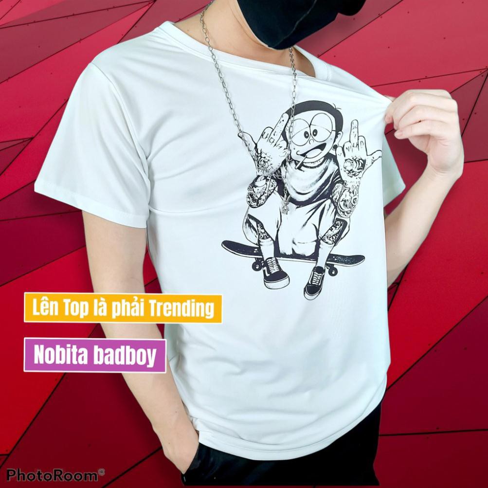 Áo phông không cổ KING DC-Áo thun trắng ngắn tay in hình Nobita cực trẻ trung cá tính-Dễ phối đồ-Hàng may xuất xưởng