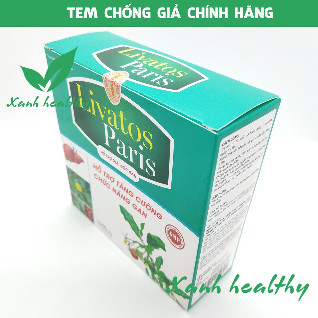 Livatos -Paris -Viên uống giải độc gan Tăng cường chức năng gan, hạ men gan, giảm gan nhiễm mỡ Hộp 60 viên