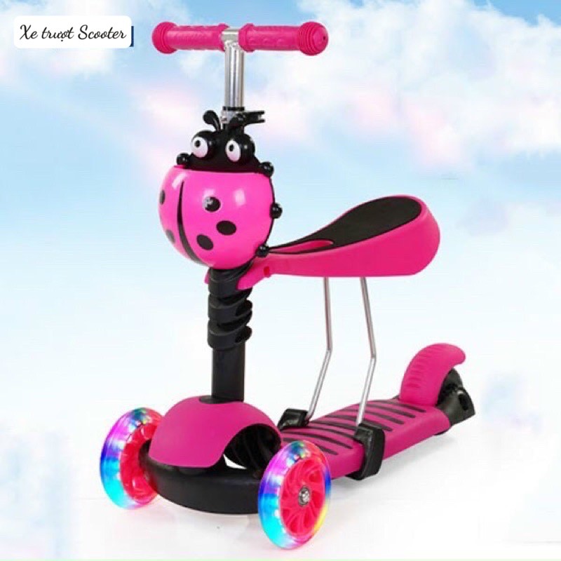 Xe trượt Scooter 3 bánh đa năng kiêu dáng bọ rùa 3 trong 1 cho trẻ em siêu dễ thương