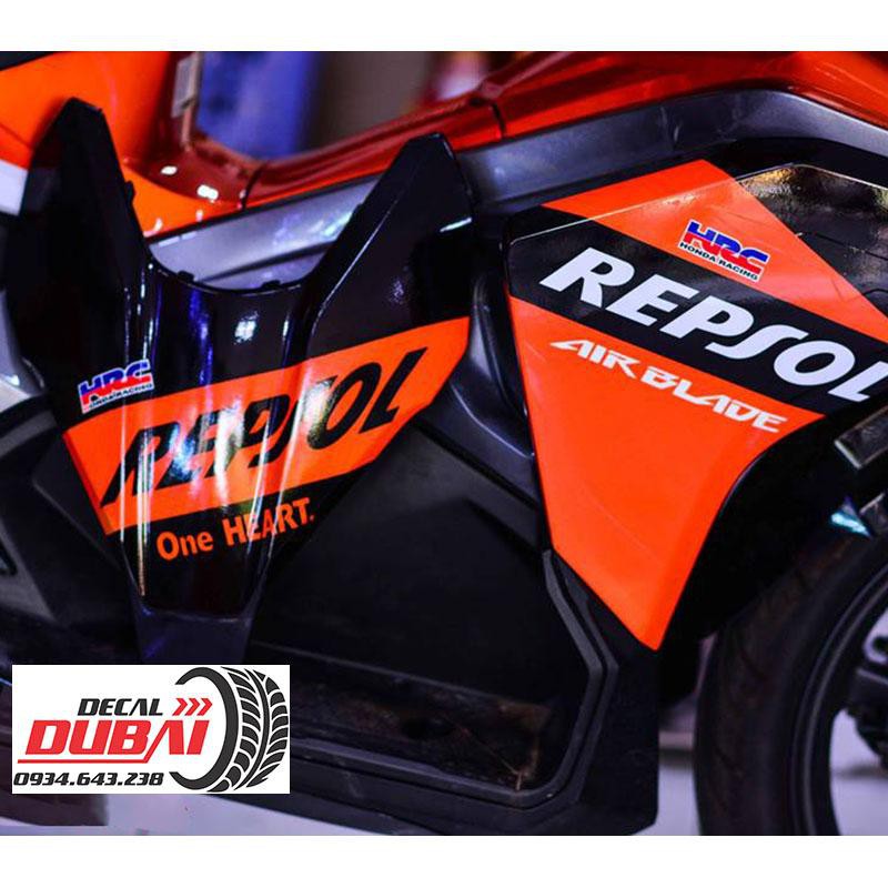 Tem Trùm Airblade Cam Đen Repsol ONE HEART