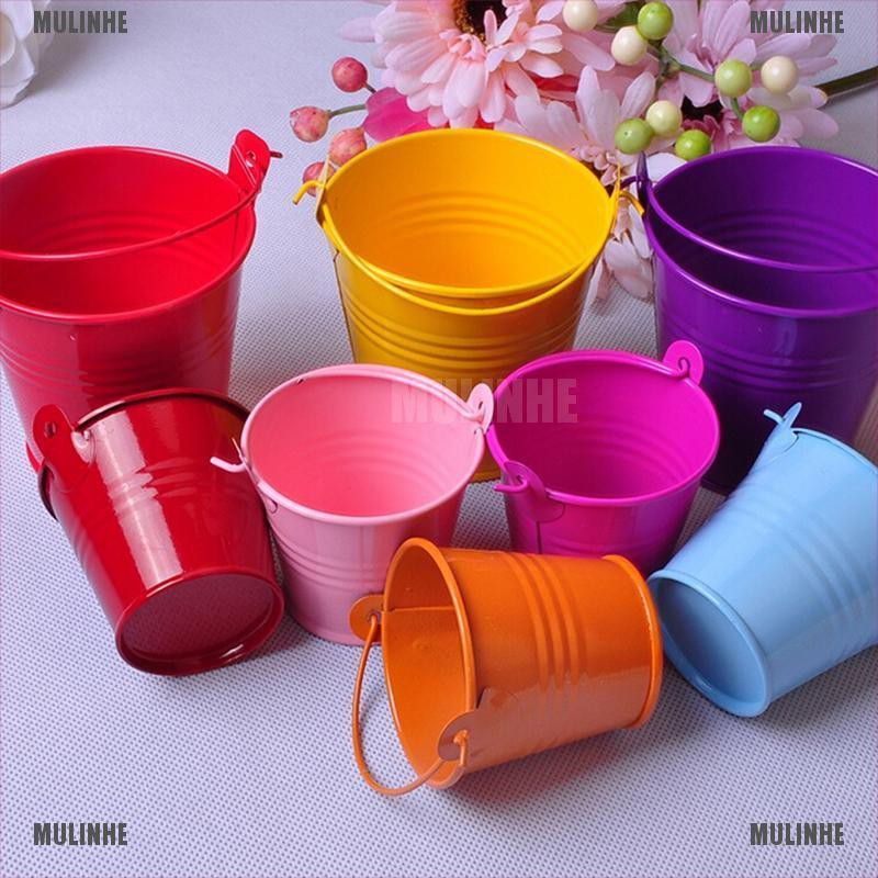 Xô kim loại mini đựng kẹo nhiều màu trang trí tiệc cưới DIY