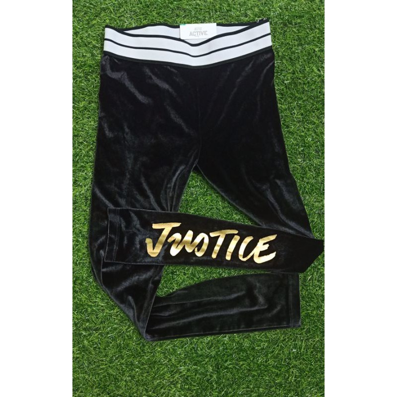 (VNXK) Quần legging Justice vải nhung xịn siêu mượt chữ nhủ vàng