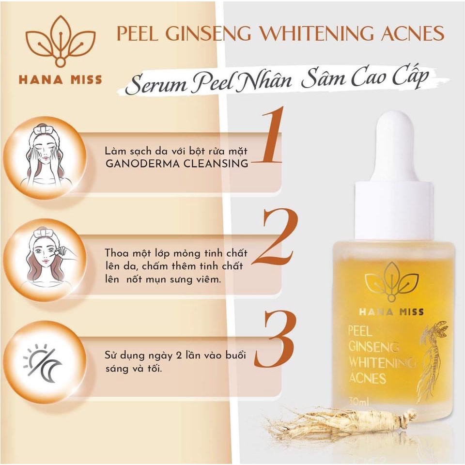 serum pell da sạch mụn hanamiss MUA 2 TẶNG1 (tái tạo da nhân sâm giá tốt nhất thị trường) TR.Ị MỤN THÂM NÁM TÀN NHANG