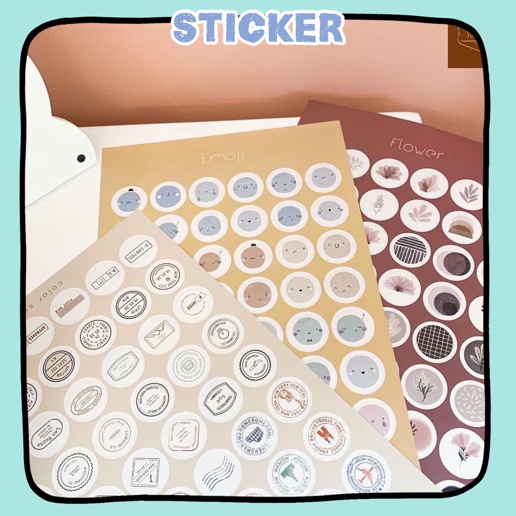 Sticker tròn set 48 hình tròn ST105 ccamzone