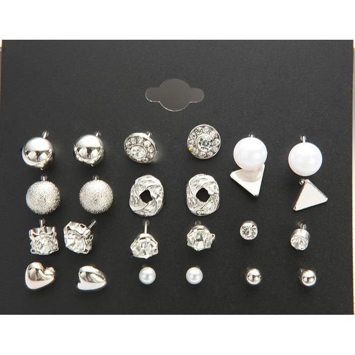 Set 12 Đôi Bông Tai Thời Trang Hàn Quốc