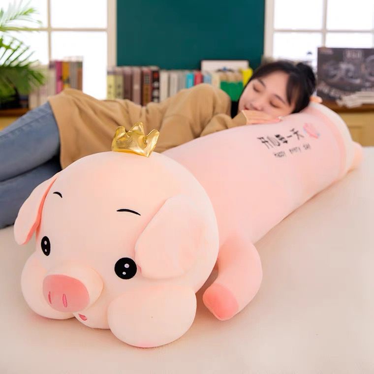 Thú Nhồi Bông Hình Heo Đội Vương Miện 80cm