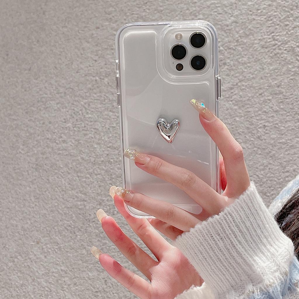 Ốp Điện Thoại Acrylic Họa Tiết Trái Tim/Không Gian 3D Cho IPhone 13Promax 12 11 7Plus X Xs Max XR