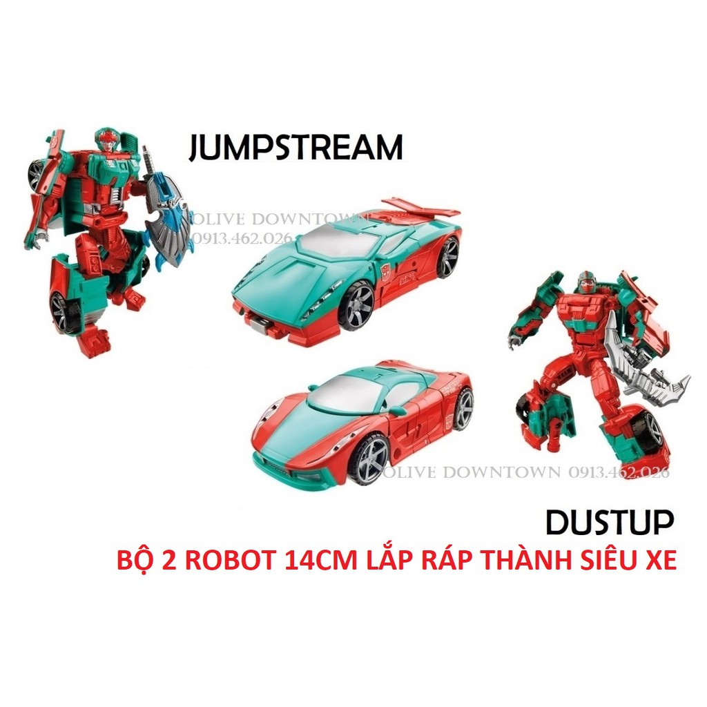 Bộ 2 Robot 14cm lắp ráp thành 2 mẫu SIÊU XE - Transformers Combiner Wars