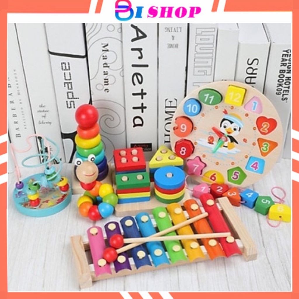 Combo 6 Món Đồ Chơi Gỗ Giáo Dục Cho Bé