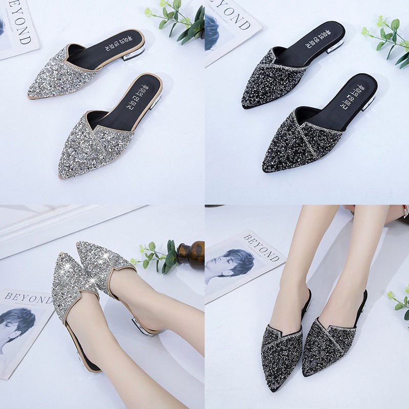 Giày Búp Bê Mũi Nhọn Đính Pha Lê | BigBuy360 - bigbuy360.vn