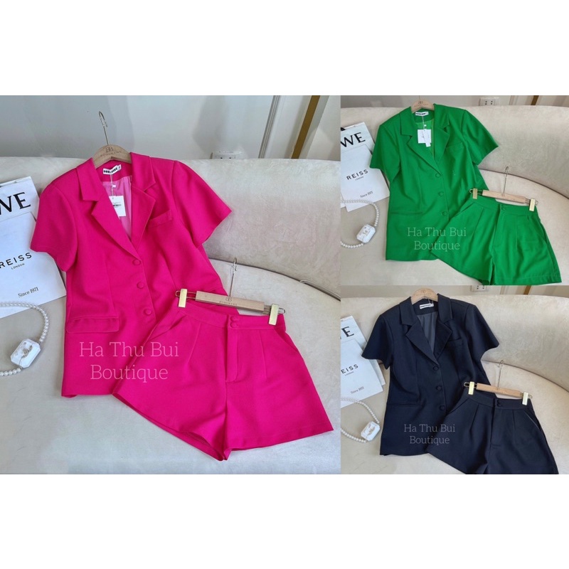 Set vest Blazer cộc tay⚡️FREE SHIP⚡️ set vest kèm quần short chất đẹp, 2 lớp dày dặn