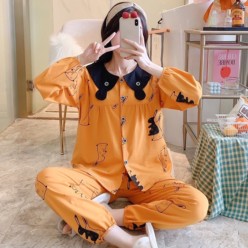 Bộ bầu - bộ sau sinh - bộ mặc nhà - chất liệu cotton kiểu Hàn Quốc ( lá sen tai gấu - QDTD - MS-01 )