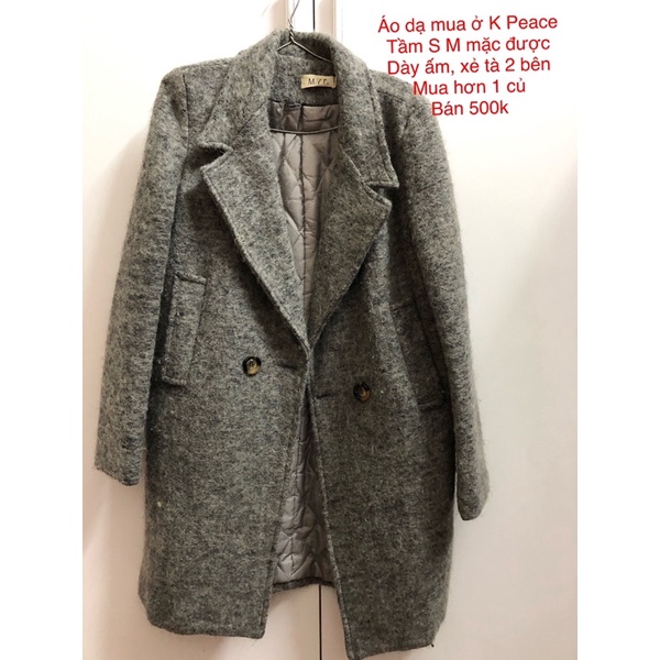 (Used) Áo khoác dạ hàn màu xám K Peace
