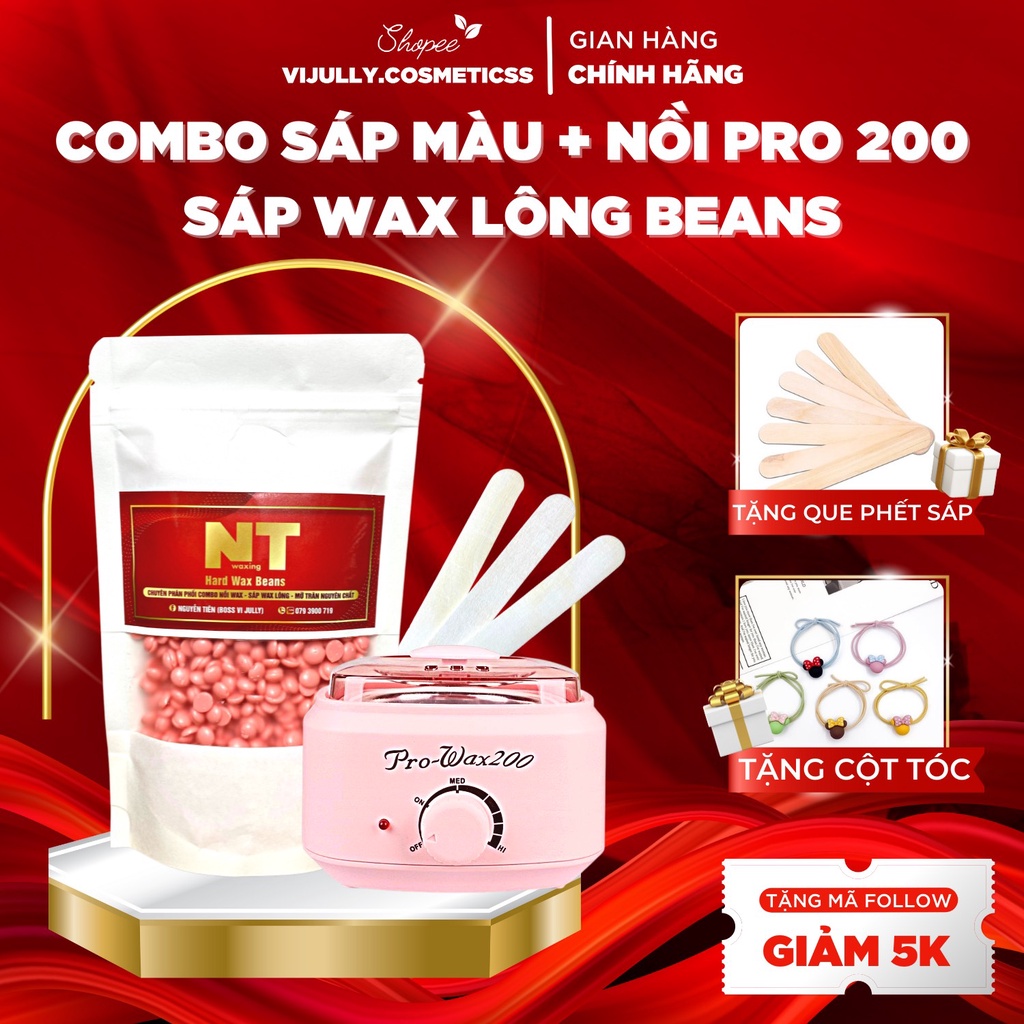 Combo nồi nấu sáp PRO WAX 200 và 100gr sáp wax lông hard wax beans nhập khẩu cao cấp wax lông nách, tay, chân, bikini.1