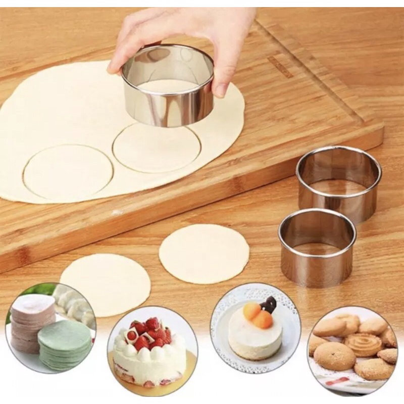 Bộ 3 khuôn nhấn inox làm há cảo,bánh quy,bánh quai vạc,pateso