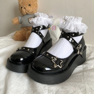 [Có Ảnh Thật - Order Hàng Loại 1] (1A) Giày Búp bê Lolita dây cài ngôi sao loại đẹp đế cao 5cm