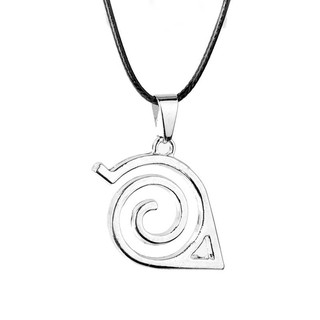 Dây chuyền da mặt tròn in hình Anime Naruto konoha logo