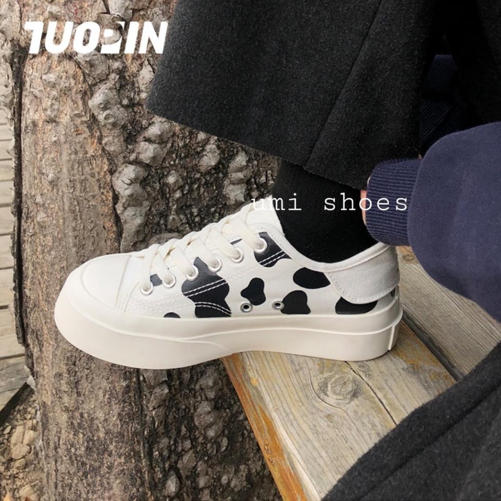 Giày thể thao đế bánh mì cổ thấp gấu bò sữa hot mới ulzzang cao 4cm năng động buộc dây đẹp rẻ ️🏀