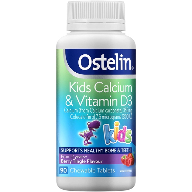 Viên nhai bổ sung vitamin D &amp; Calcium dành cho bé Ostelin 90 viên của Úc