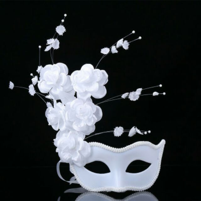 Mặt nạ hóa trang Halloween nữ nửa mặt hoa trắng