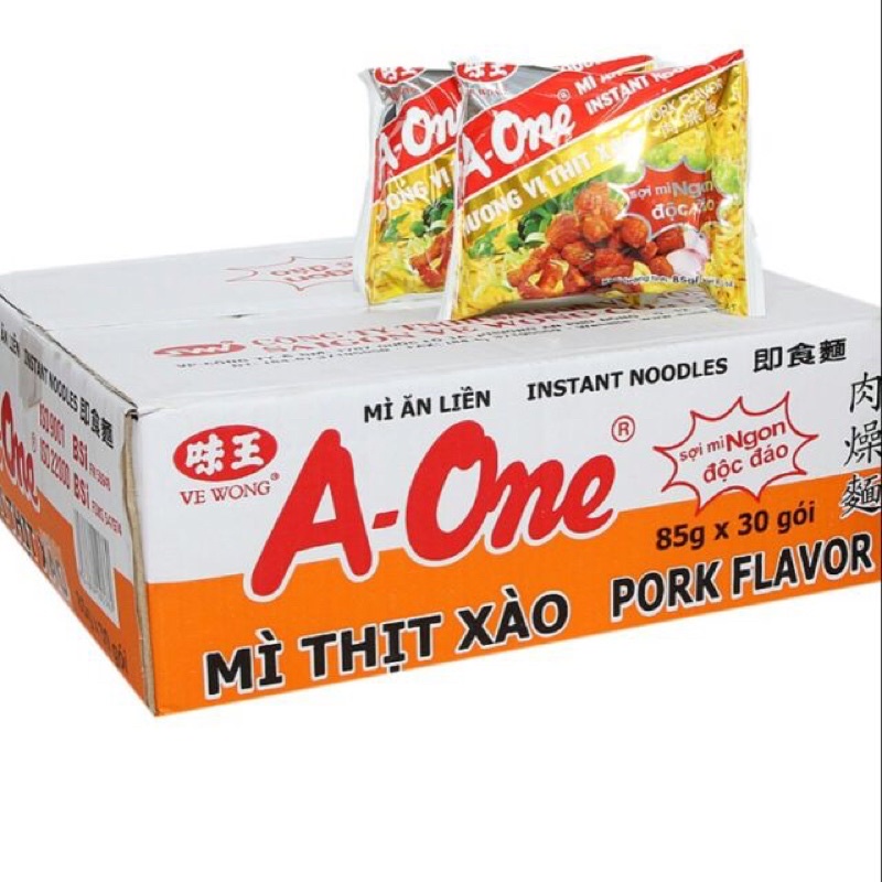Thùng 30 gói mì xào A-One 85g.