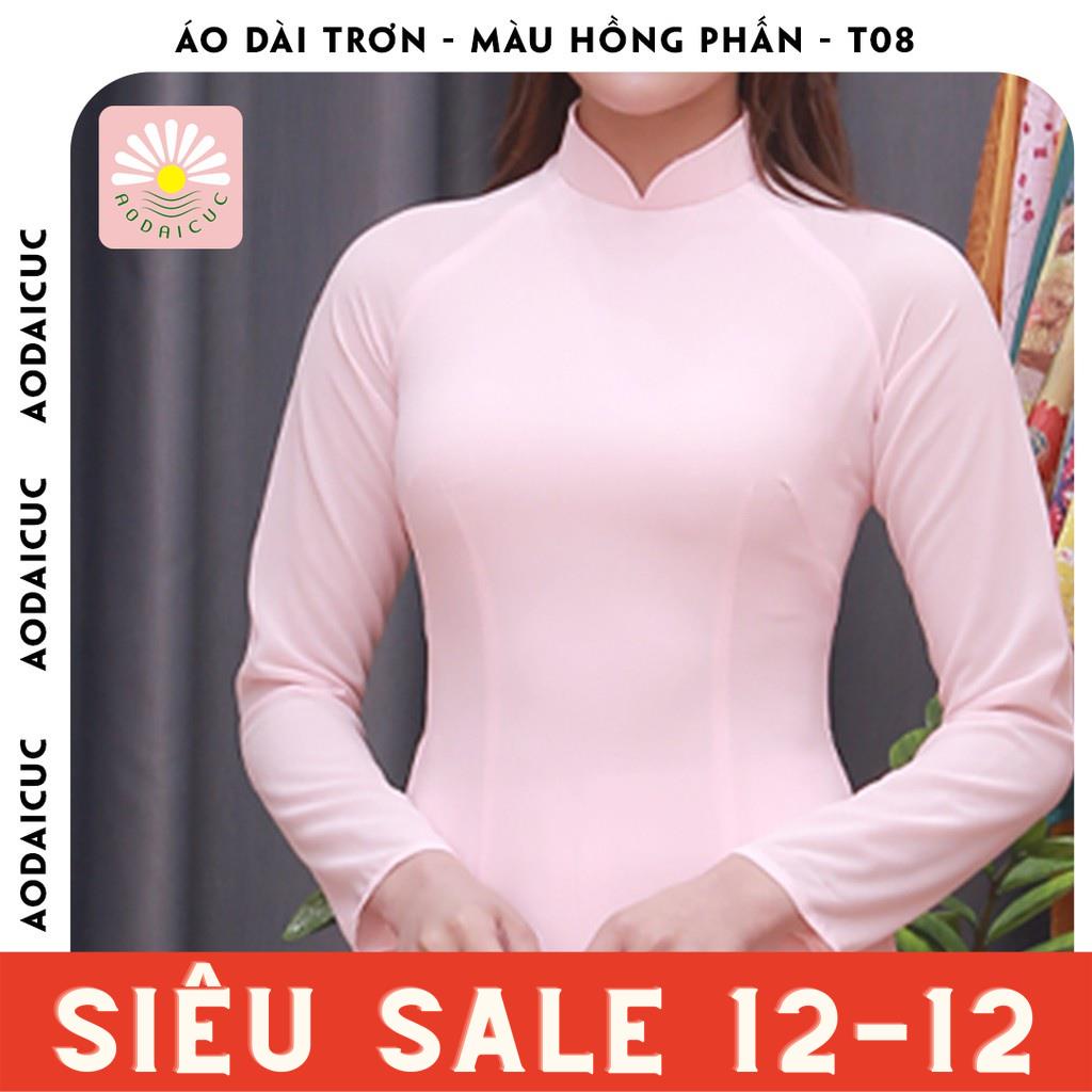 Áo dài truyền thống, màu hồng phấn, lụa chiffon cao cấp, không nhăn, không xù - T08