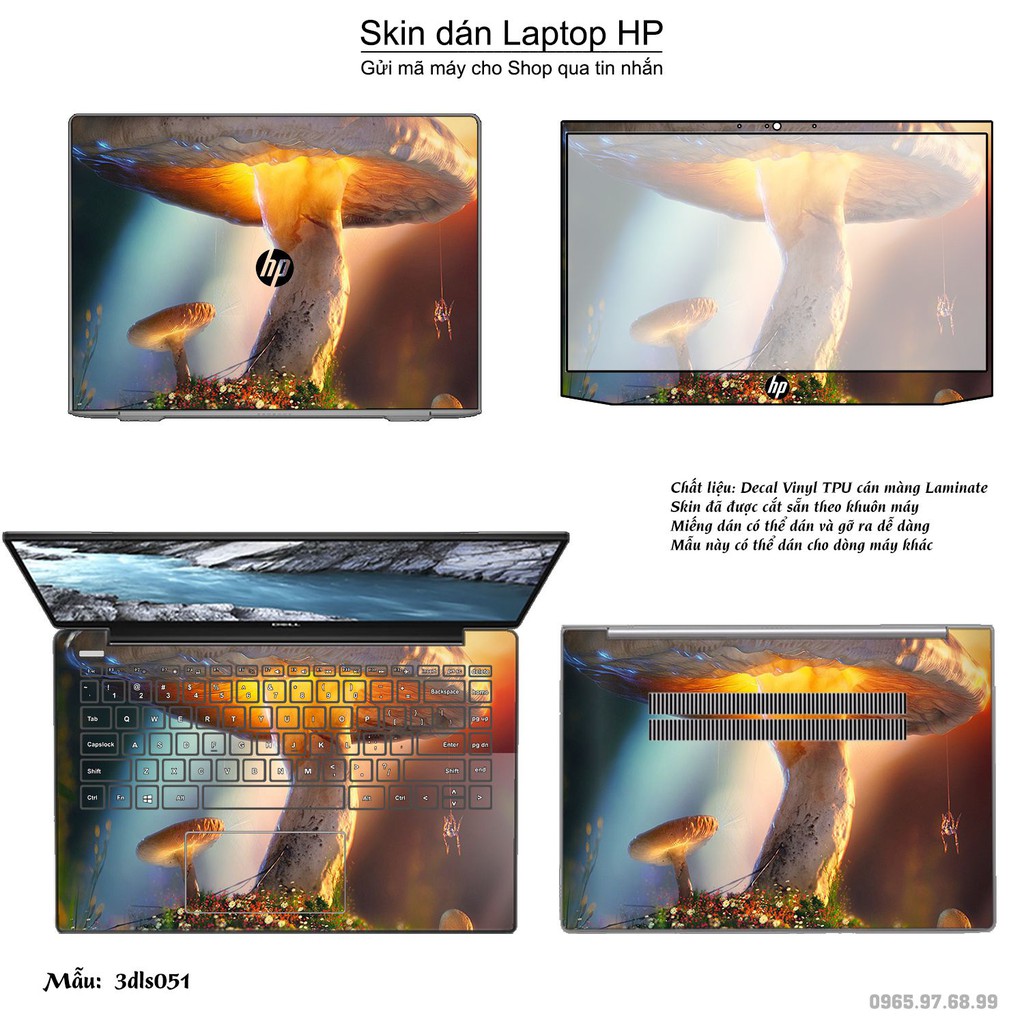 Skin dán Laptop HP in hình 3Ds (inbox mã máy cho Shop)