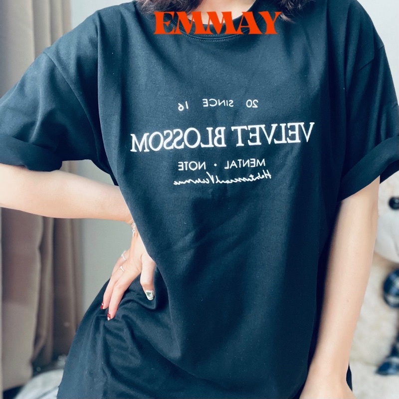 Áo phông 3158, áo thun nữ form rộng cotton oversize CHỮ VELVET freesize<65kg | BigBuy360 - bigbuy360.vn