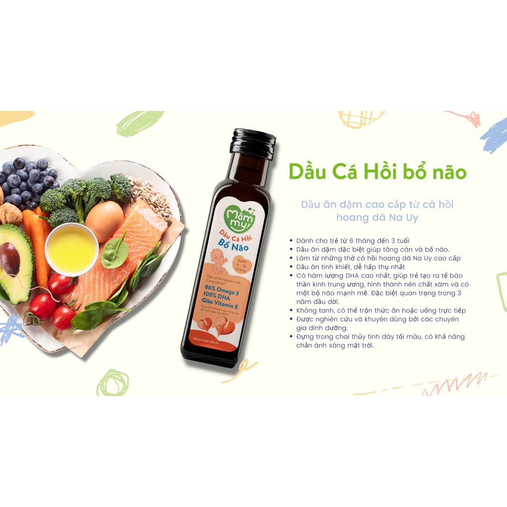 [BEST SELLER] Combo 2 Chai Dầu Ăn Dặm Hữu Cơ Bổ Não Mămmy - Dầu Cá Hồi Na Uy Và Dầu Hạt Lanh Giàu Omega 3 &amp; Vitamin