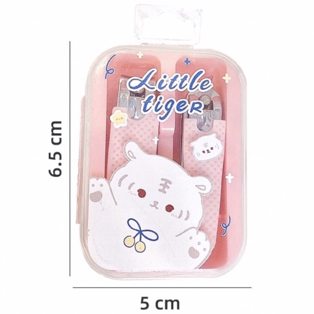 Bộ bấm móng tay cho bé đầu tròn - nhọn bằng thép không gỉ có hộp đựng dễ thương - TiNa’s House