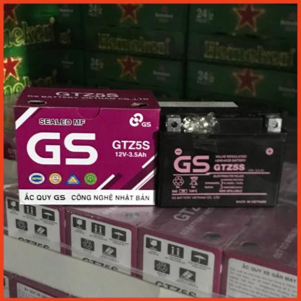 Bình Ắc Quy Khô GS GTZ5S (12V 3.5Ah) - Dành cho xe Honda, Yamaha, Suzuki.