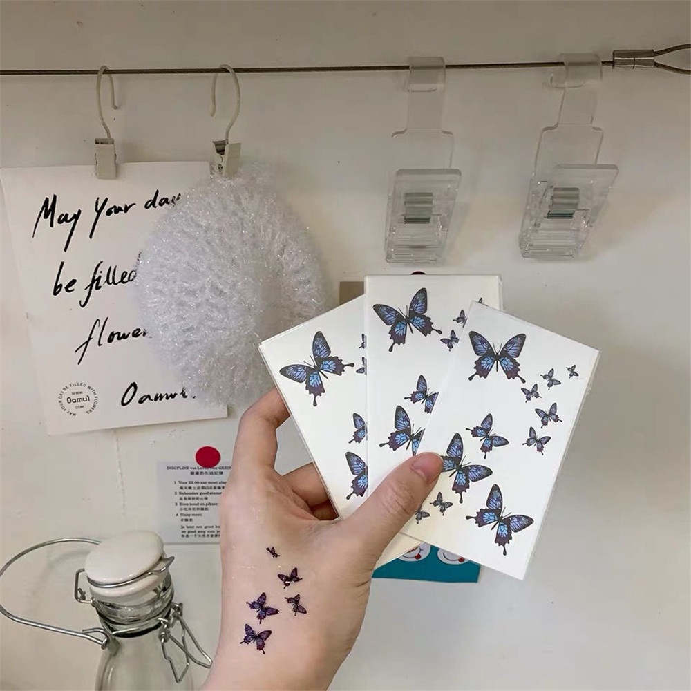 Miếng Dán Hình Xăm Hoạ Tiết Bươm Bướm 3d Chất Liệu Pet Chuyển Nước