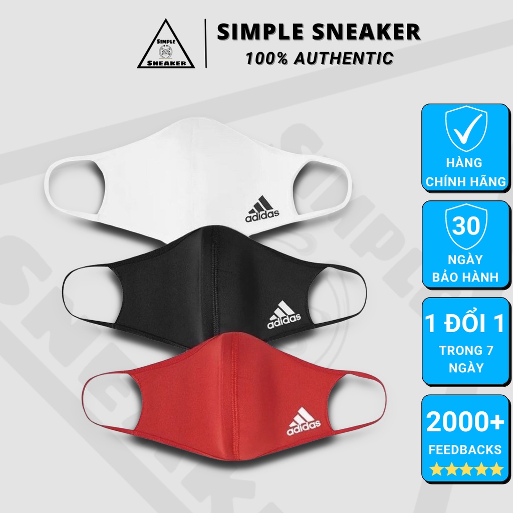 Khẩu Trang Adidas Chính Hãng FREESHIP Adidas Face Mask CVR Kháng Khuẩn - Pack 3 Cái Nhiều Màu - Simple Sneaker